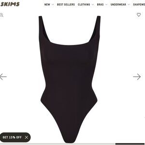 SKIMS fit everybody SQUARE NECK BODYSUIT Onyx Black XS